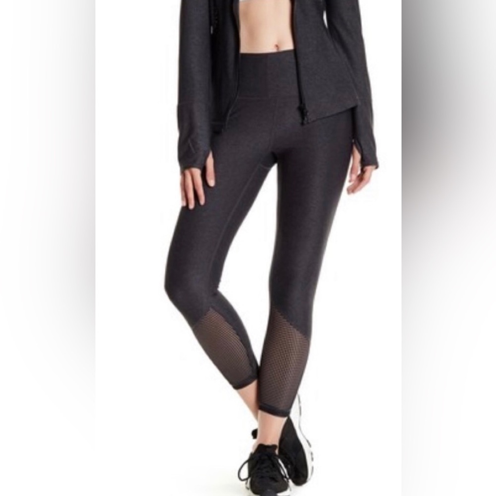 Z by Zella High Waisted Illustrious Charcoal Gray & black Mesh Leggings Sz Small